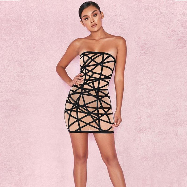 CALIstyle Barely There Mini Dress In Nude Sparkle