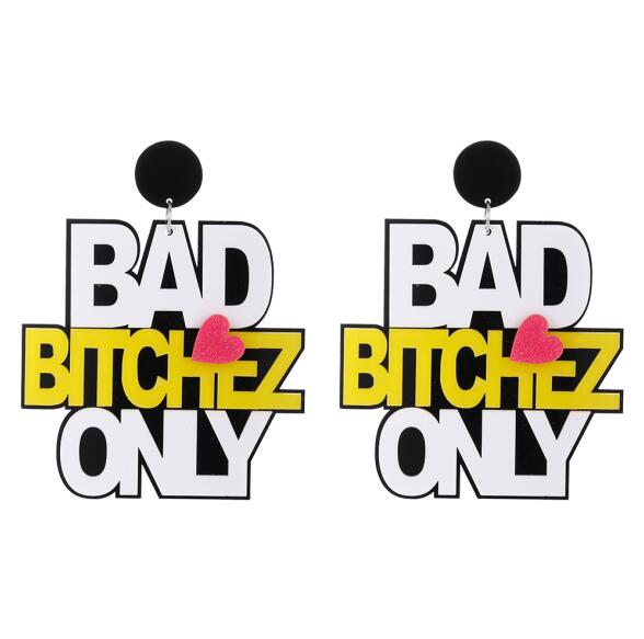 Girls Night 'RICH BITCH'  Big Pendant Earrings - GirlsNightcom