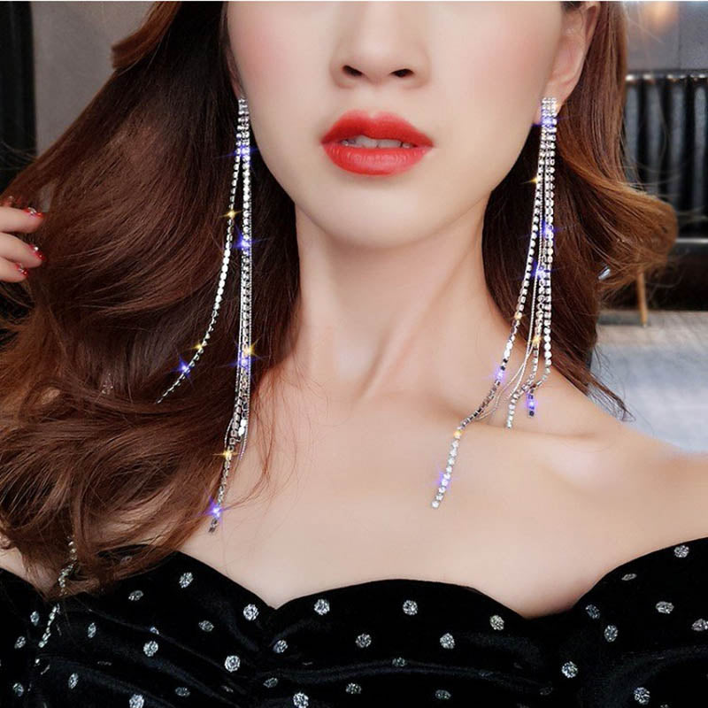 Girls Night 'Crystal Clear' Rhinestone Tassle Earrings - GirlsNightcom