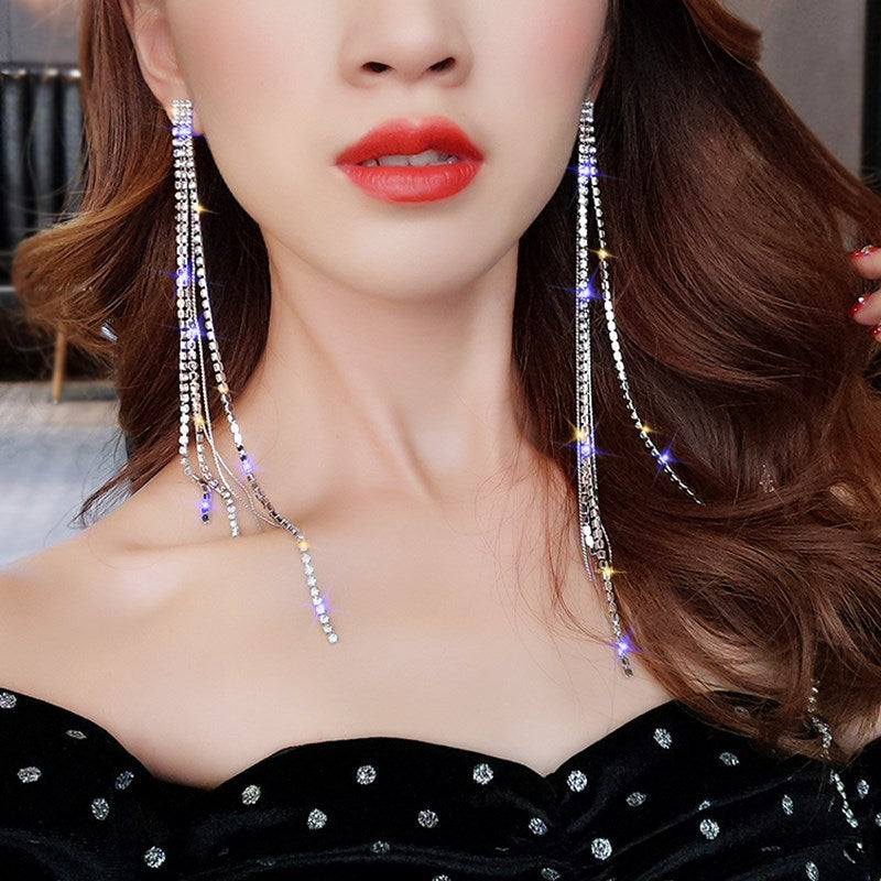 Girls Night 'Crystal Clear' Rhinestone Tassle Earrings - GirlsNightcom