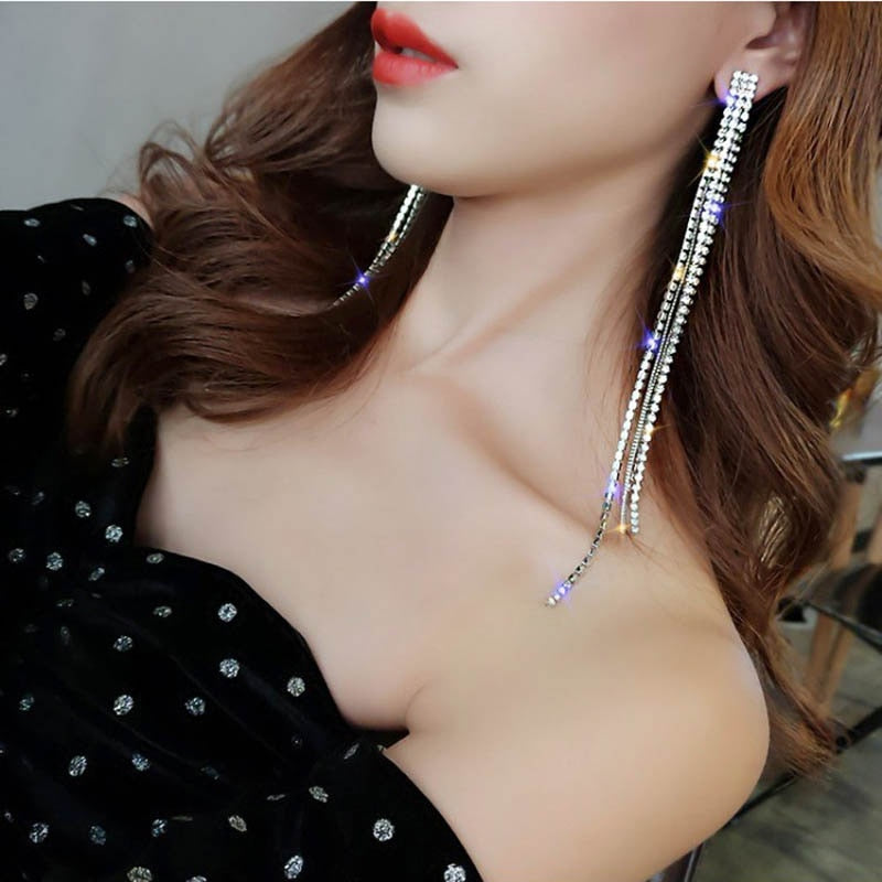 Girls Night 'Crystal Clear' Rhinestone Tassle Earrings - GirlsNightcom