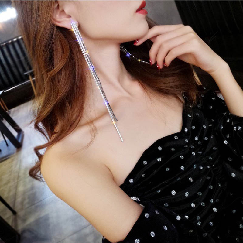 Girls Night 'Crystal Clear' Rhinestone Tassle Earrings - GirlsNightcom