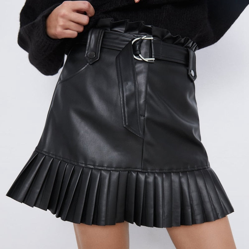 Girls Night 'Oh, Those Summer Nights!' ruffle faux leather skirt - GirlsNightcom