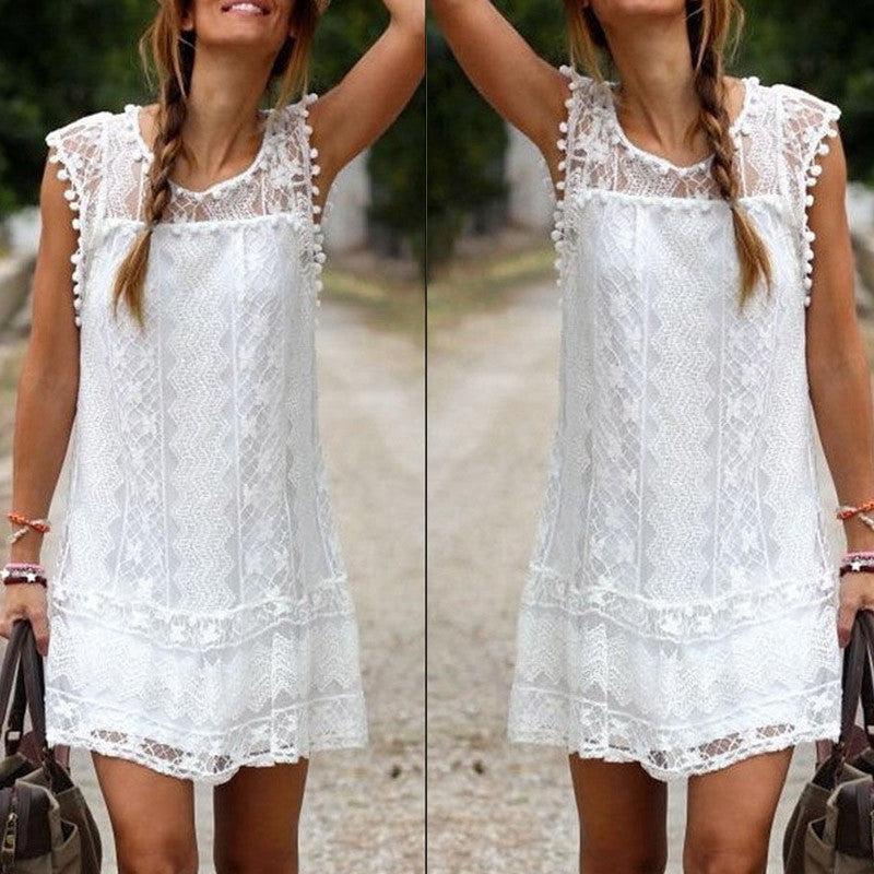 'Party Starts Here' White Lace Dress - GirlsNightcom