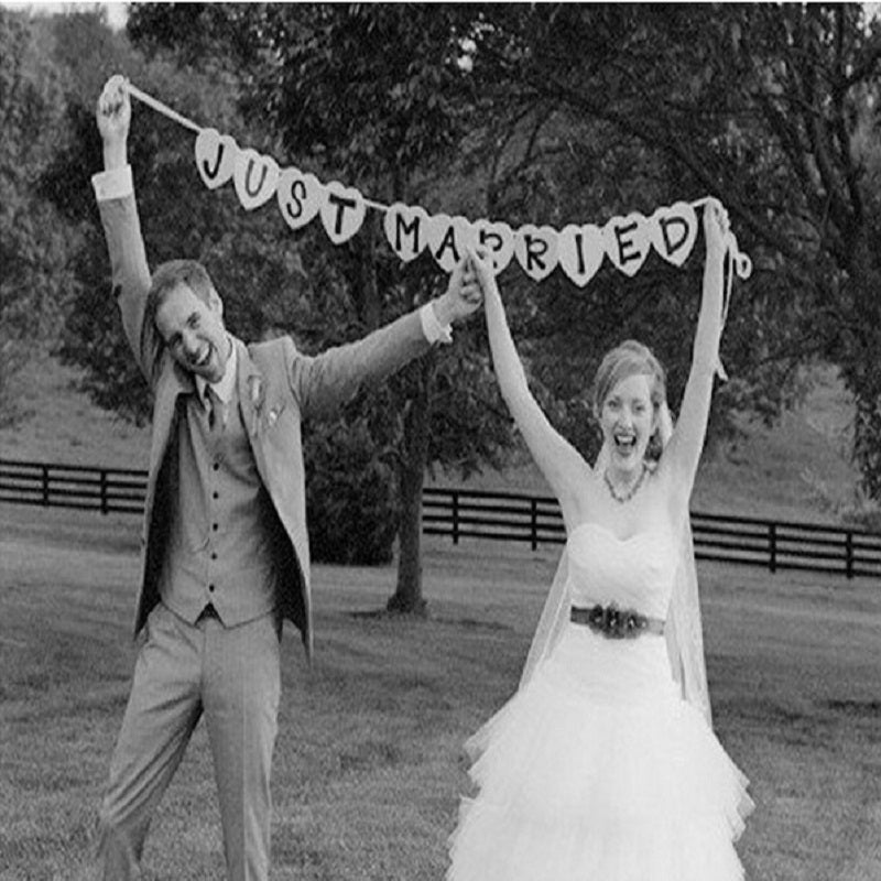 Just Married Vintage Wedding Banner - GirlsNightcom