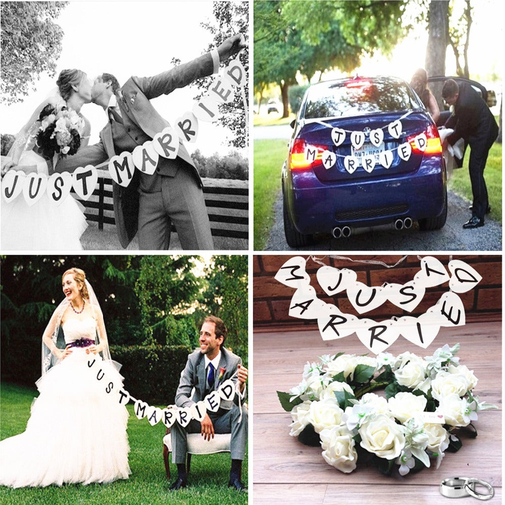 Just Married Car Decorations By , Just Married Banner Sign And Balloons,  Wedding Bridal Shower Bachelorette Party Decorations, Photo Props, Car  Decora