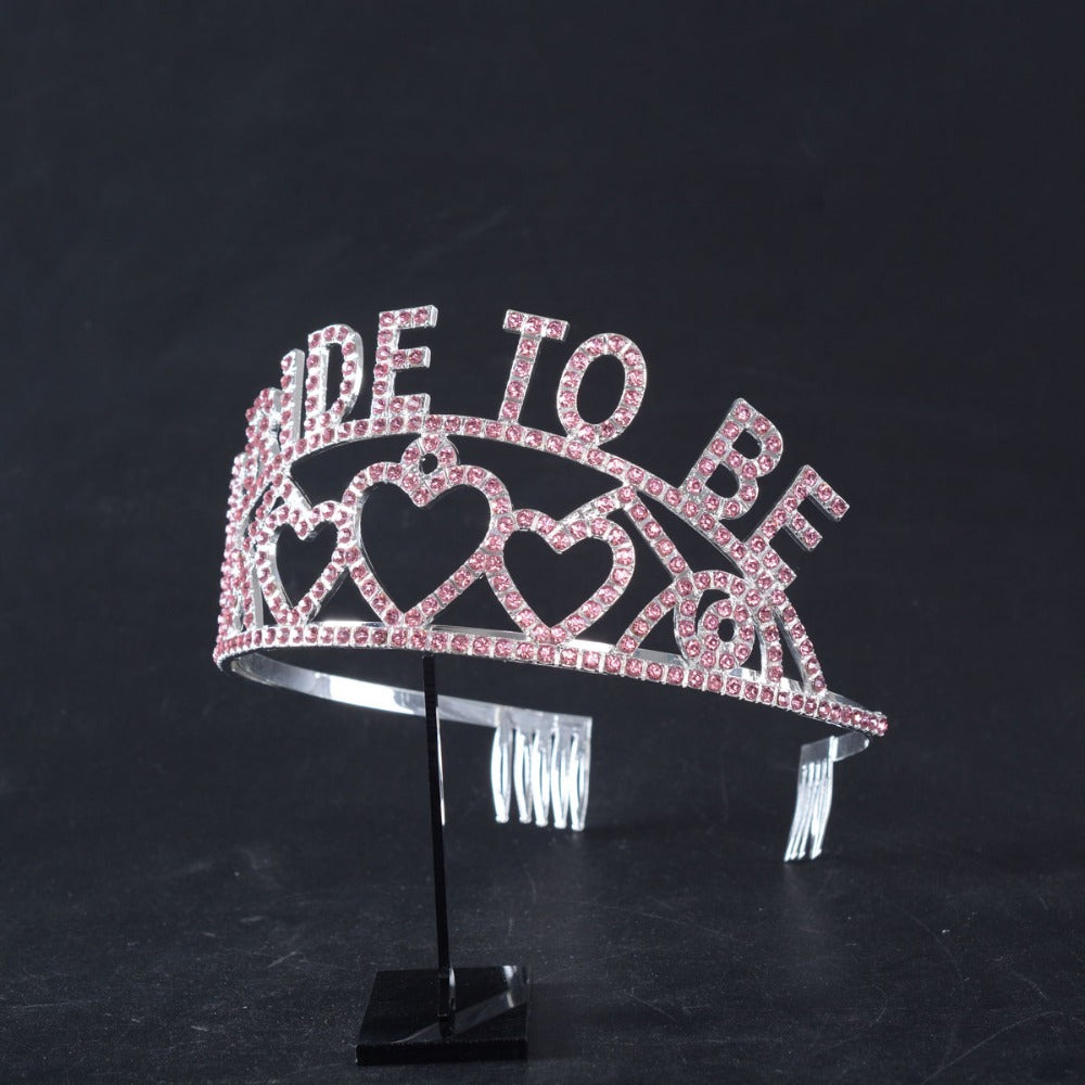 'The Crown Jewel', Bride-to-Be Pink Rhinestone Tiara - GirlsNightcom