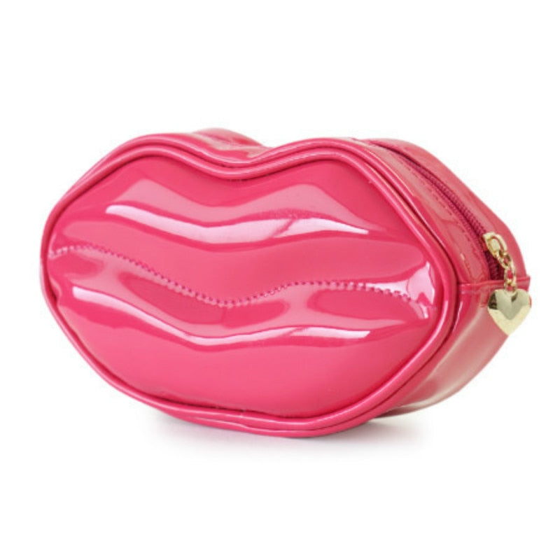 ILI New York Leather Hot Lips Leather Cosmetic Pouch -Light Pink/Pink -  Irv's Luggage