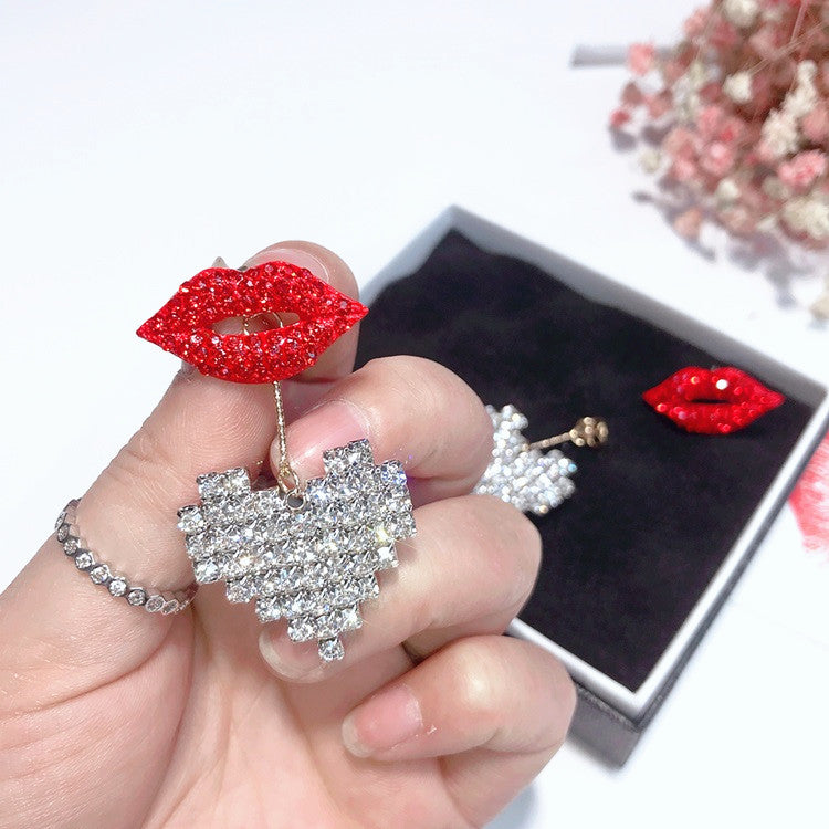 Girls Night 'Ready, Set, Red' Two-in-One Heart&Lips Earring - GirlsNightcom