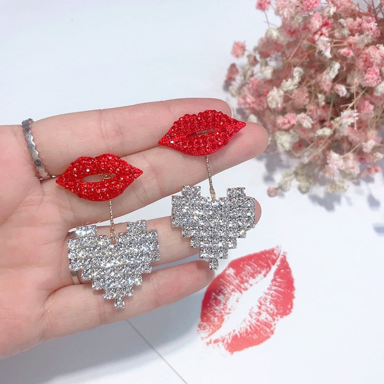 Girls Night 'Ready, Set, Red' Two-in-One Heart&Lips Earring - GirlsNightcom