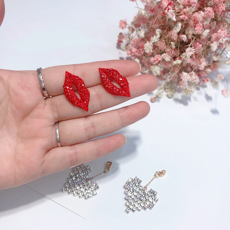 Girls Night 'Ready, Set, Red' Two-in-One Heart&Lips Earring - GirlsNightcom