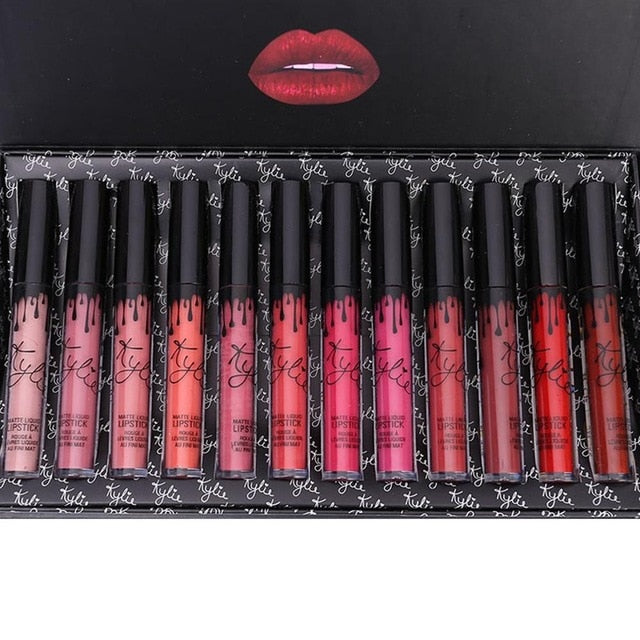 12 PCS / Colors Portable Matte Lipsticks Kit - GirlsNightcom