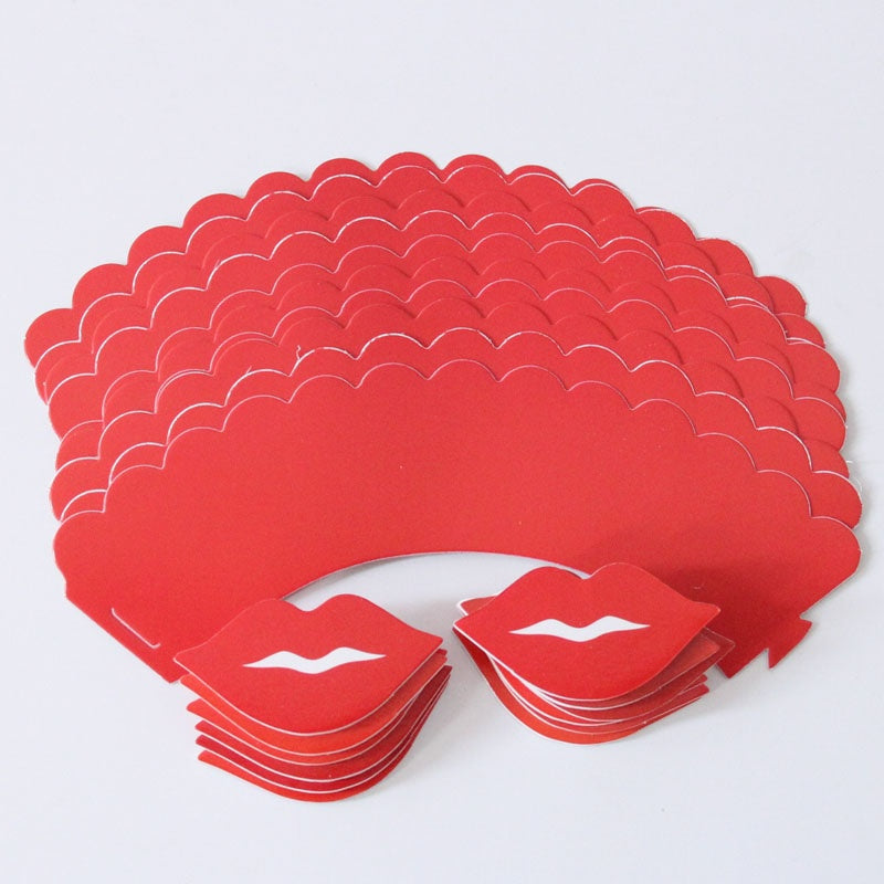 GirlsNight Sexy Red Lips Cupcake Wrappers & Toppers - GirlsNightcom